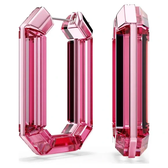 Swarovski Lucent Pink Hoops - new in box - Picture 3 of 4